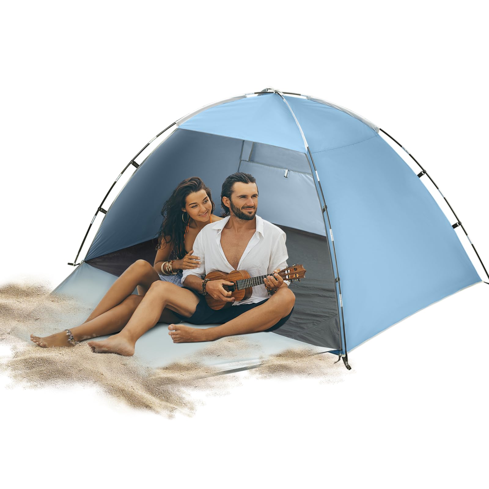 Carpa Playa para 2-3 Personas, Tienda Playa Protección UV UPF 50+, Portátil, Fácil De Montar, Adecuada para Playa, Camping, Parque, Pesca