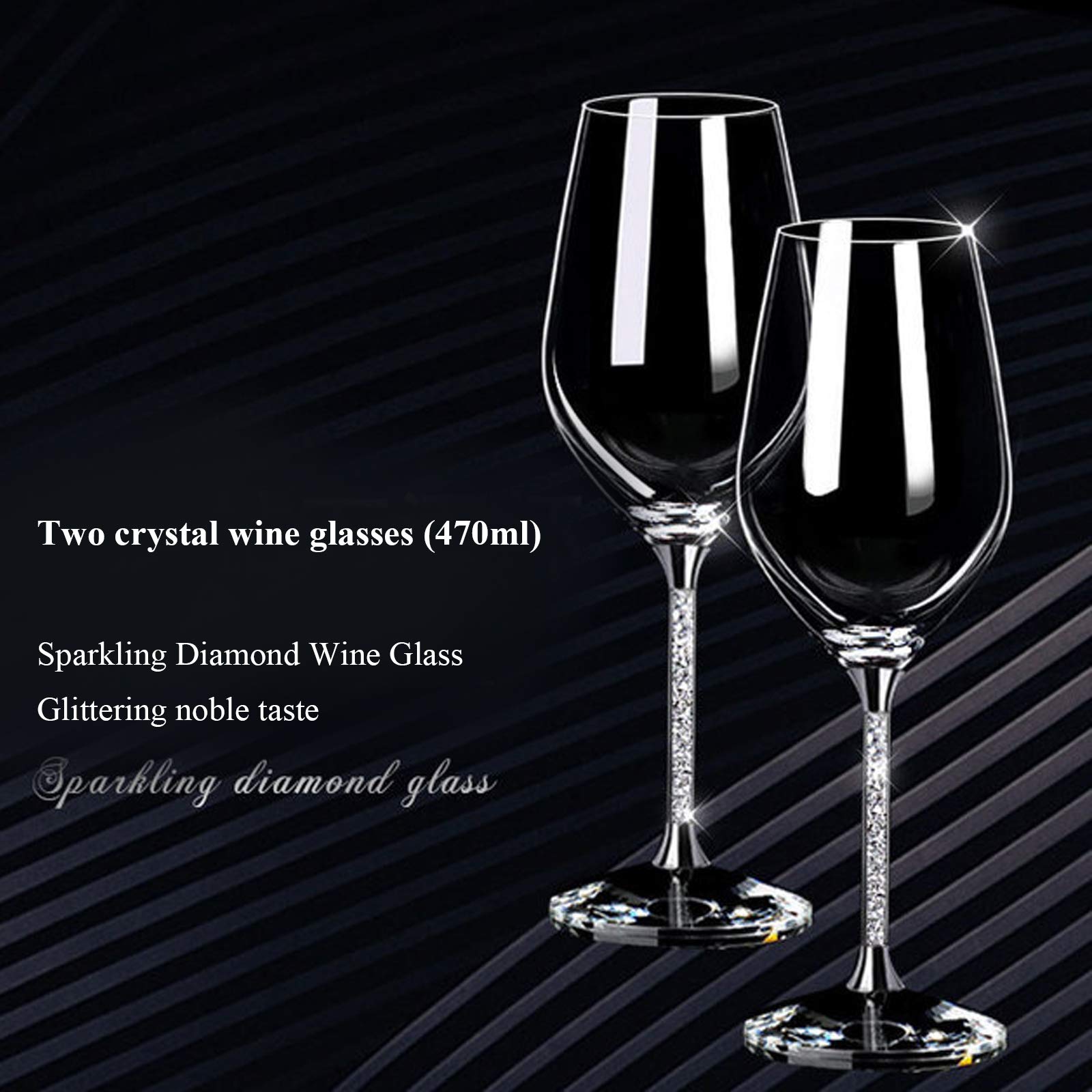 JHM-Copa de Vino de Diamante Vaso Diseñada para Varias Variedades de UVA Cumpleaños Boda con Maleta de Cuero Rojo Caja de Regalo