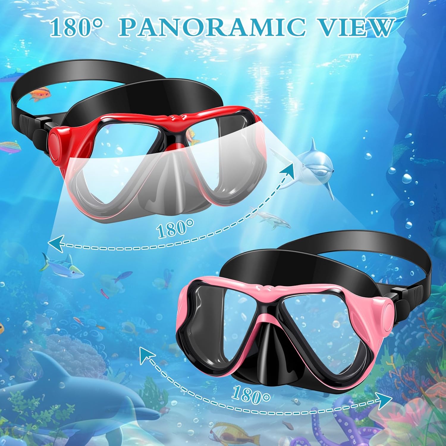 12 Pcs Snorkeling Goggles for Adults Scuba Diving Mask Anti Fog Dive Mask Snorkeling Gear for Men Women Panoramic Swimming Goggles with Nose Cover for Diving, Swimming