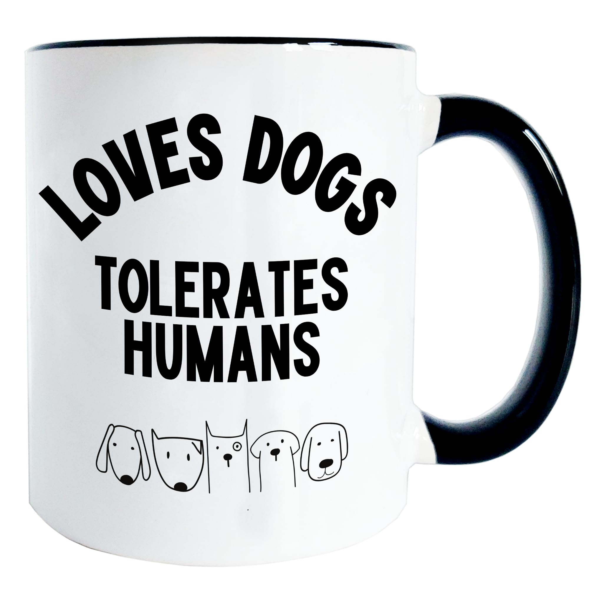 Gifts for Dog Lovers and Dog Owners, Walkers - 330ml Ceramic Mug - Loves Dogs, Tolerates Humans