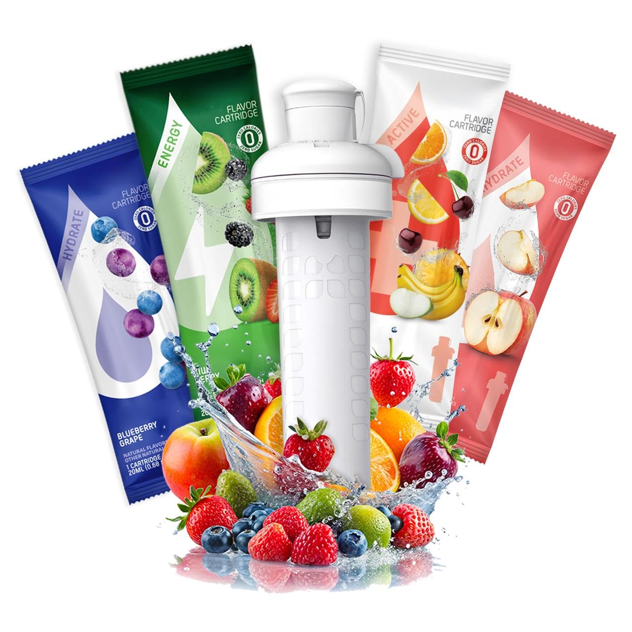Assorted Flavor Cartridge Pack of 4 – Zero Sugar Hydration Cartridge– Water Flavor Drops for Reusable Bottles – Long-Lasting, Customizable Taste – Healthy Hydration Boost – Sugar-Free, Calorie-Free