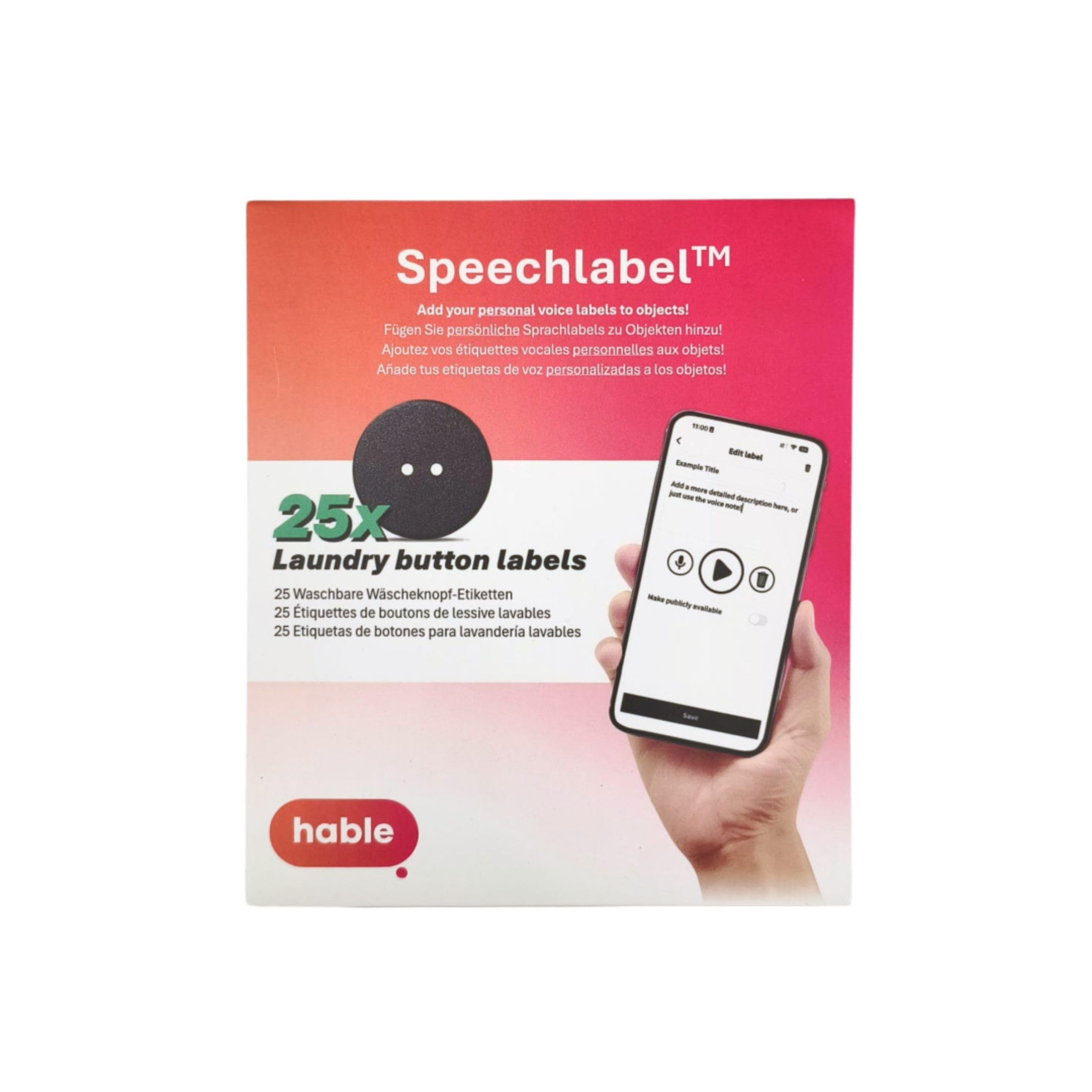 Bottoni per bucato NFC (25 pezzi) – Etichette vocali da cucire per vestiti – Istruzioni per la cura e ascoltare gli abiti – Strumenti per non vedenti e ipovedenti – Lavabile in lavatrice