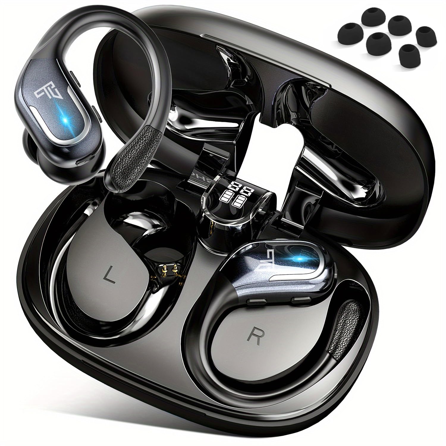 FEEGAR Sport Kopfhörer Kabellos Bluetooth 5.4 mit Noise Cancelling Mikrofon, 70 Stunden Akkulaufzeit, In-Ear, IPX5, starker Bass, rauschfreie Telefonate