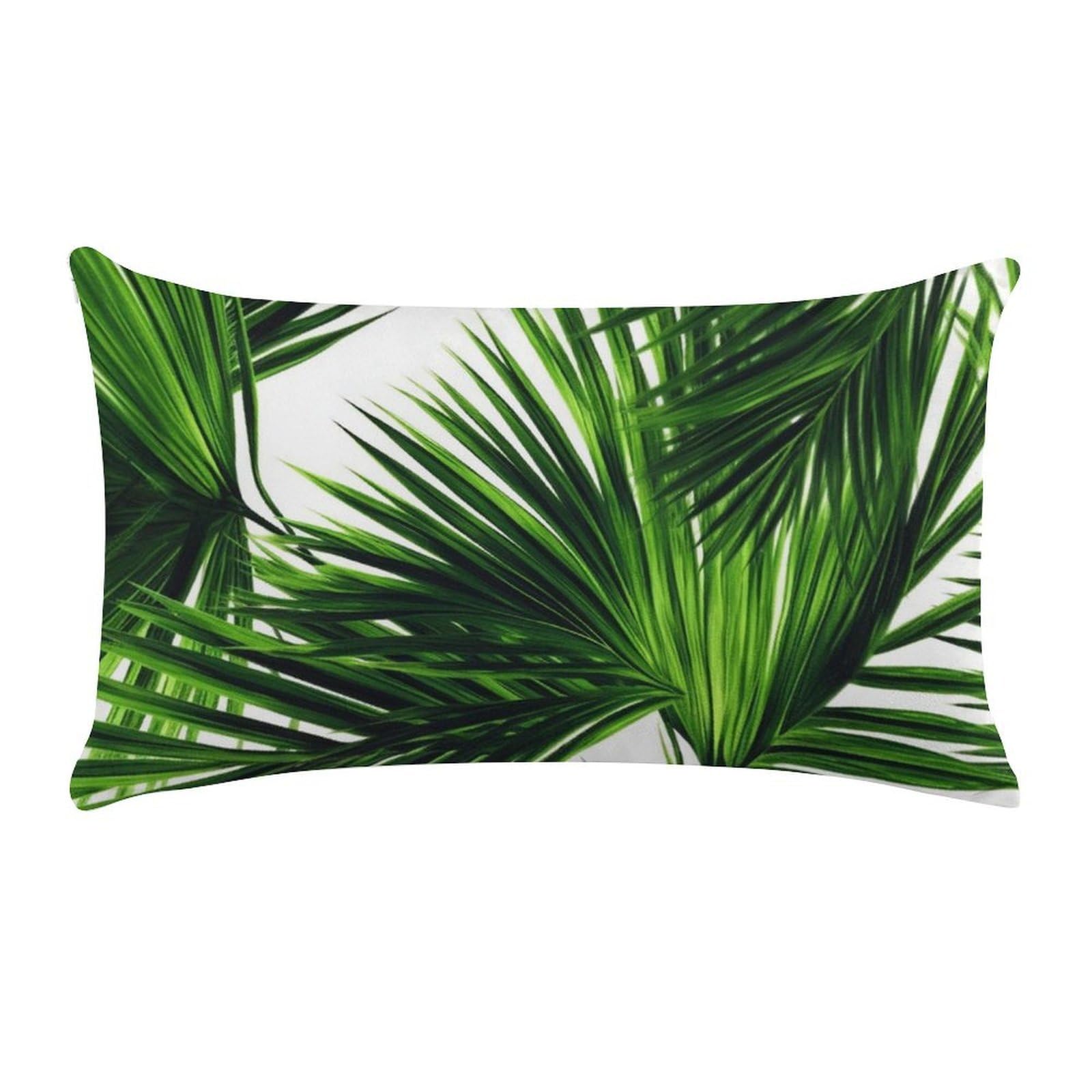 Palm Tree Green Leaves Pillow Cases for Sofa, Super Soft Plush Pillow Cover with Zipper, Luxury Cozy Pillow Shams for All Seasons, Lightweight Pillowcases for Bedroom, 12" X 20"