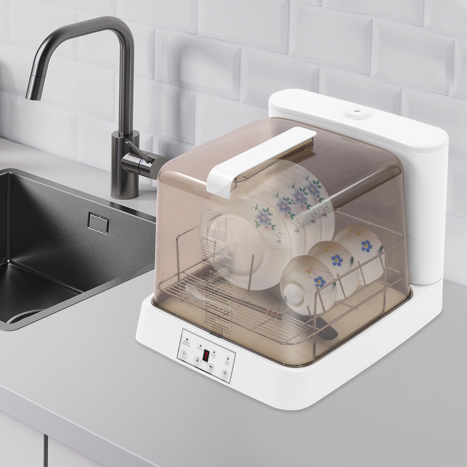 Mini lavastoviglie autoportante, piccola lavastoviglie da tavolo con /senza collegamento dell'acqua, serbatoio dell'acqua da 6 l, lavabile per campeggio, camper, barche, dormitori