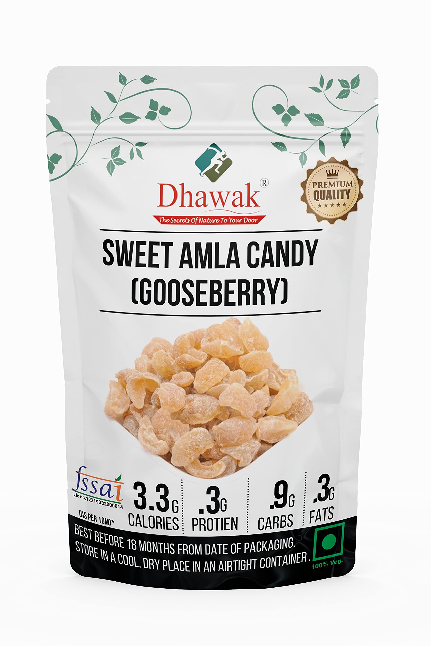 Buy Dhawak Dried Sweet Amla Candy 400 GMS. (No Sugar Layer) Online at