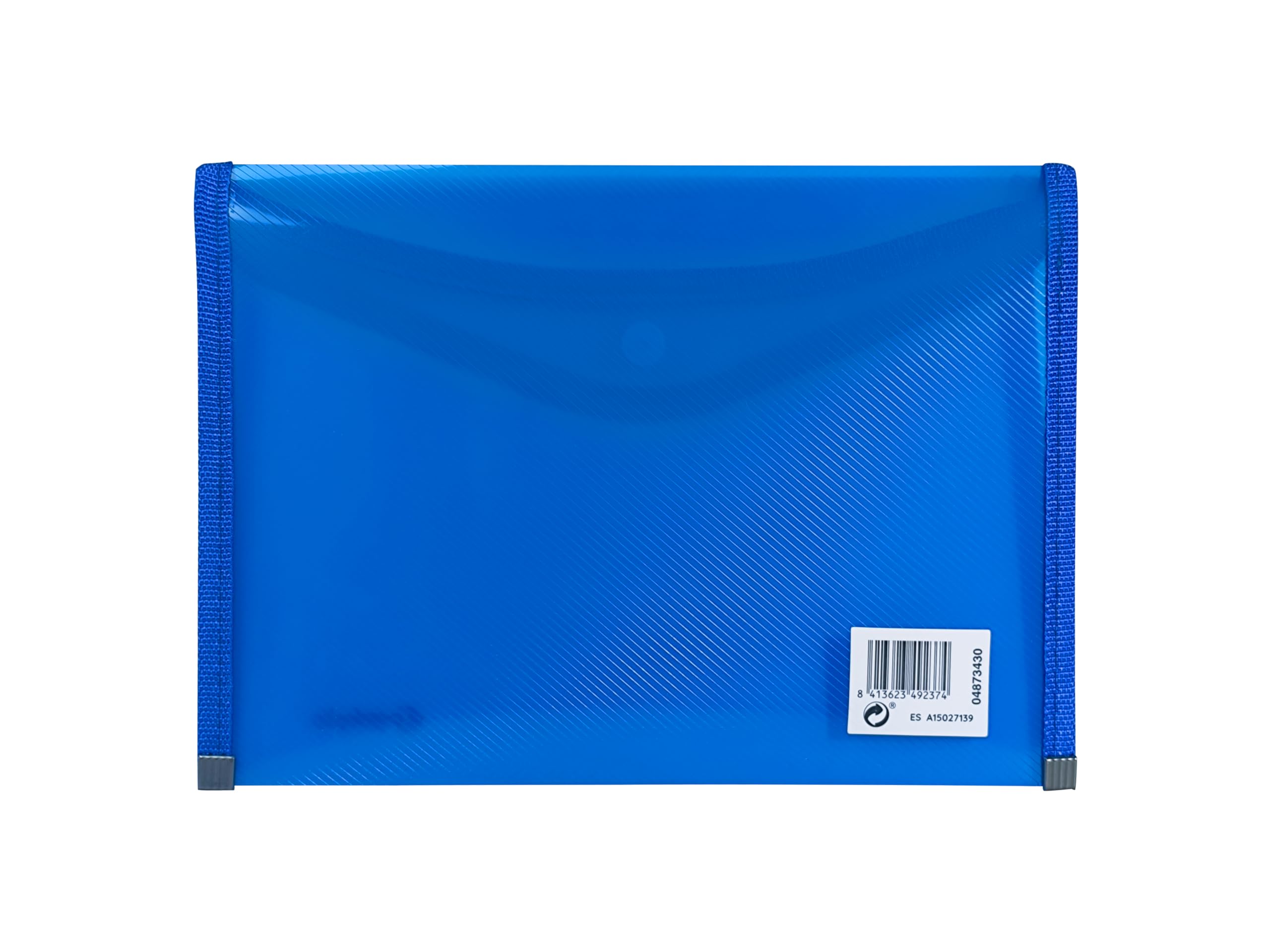 Grafoplas - 4 Sobres Portafolios Plastico Tamaño Cuarto con Cierre Botón, Ribete Tela, 24,5x17,5cm, Color Azul Traslúcido, Para Documentos Pequeños A5 o menos, Perfecto como Portafolios en Oficina