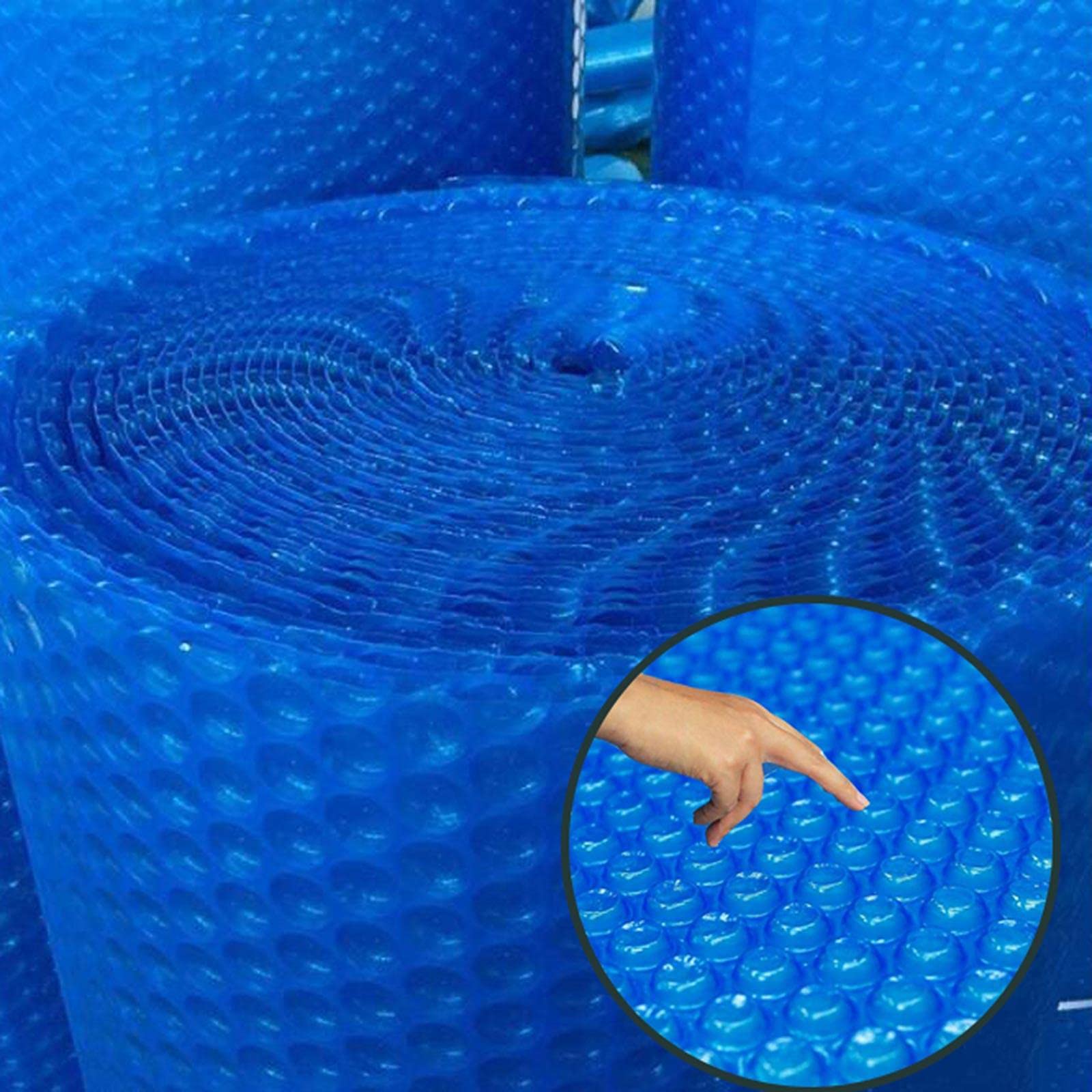 Cubierta Solar 600 μm Cubierta de Burbuja de PE Cubierta Solar para Piscina, Azul-500 cm x 600 cm (16 pies × 19 pies)