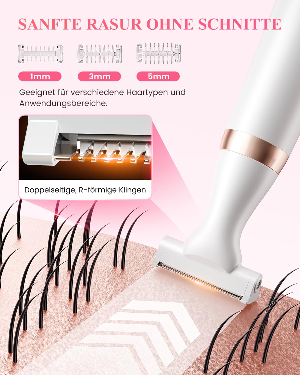 ANLAN Elektrischer Damenrasierer 4 in 1, Intimrasierer Damen & Bikini Trimmer, USB-C Wiederaufladbar, IPX6 Wasserdicht für Nass & Trockenrasur, Körperrasierer für Beine, Achseln, Gesicht & Augenbrauen