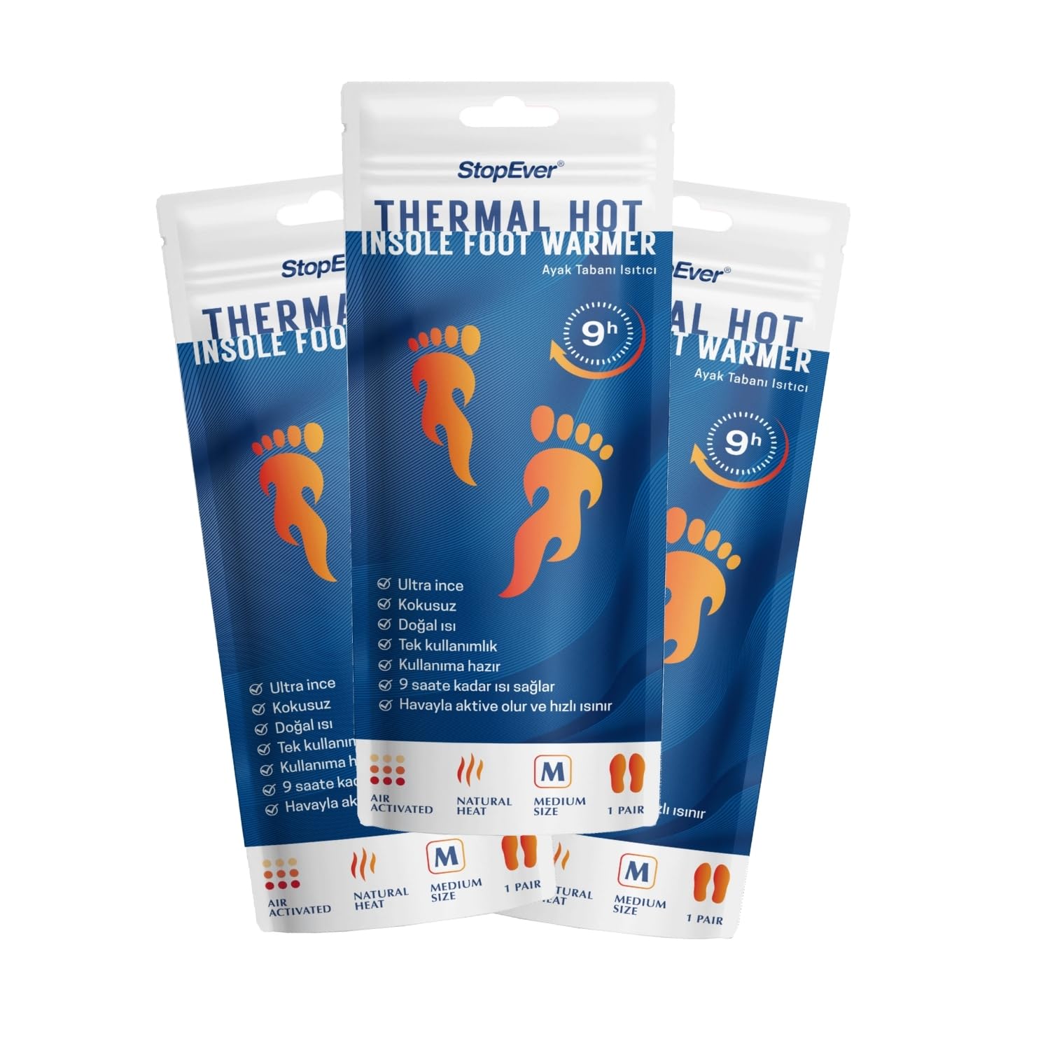 StopEver Thermal Hot Ayak Tabanlı Isıtıcı - Insole Foot warmer 3lü paket