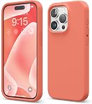 Elago Compatible avec iPhone 15 Pro Boîtier, boîtier en silicone liquide, couvercle de protection du corps complet, boîtier téléphonique mince et antichoc, doublure en microfibre souple anti-rayure, 6.1 de pouce (Stone)