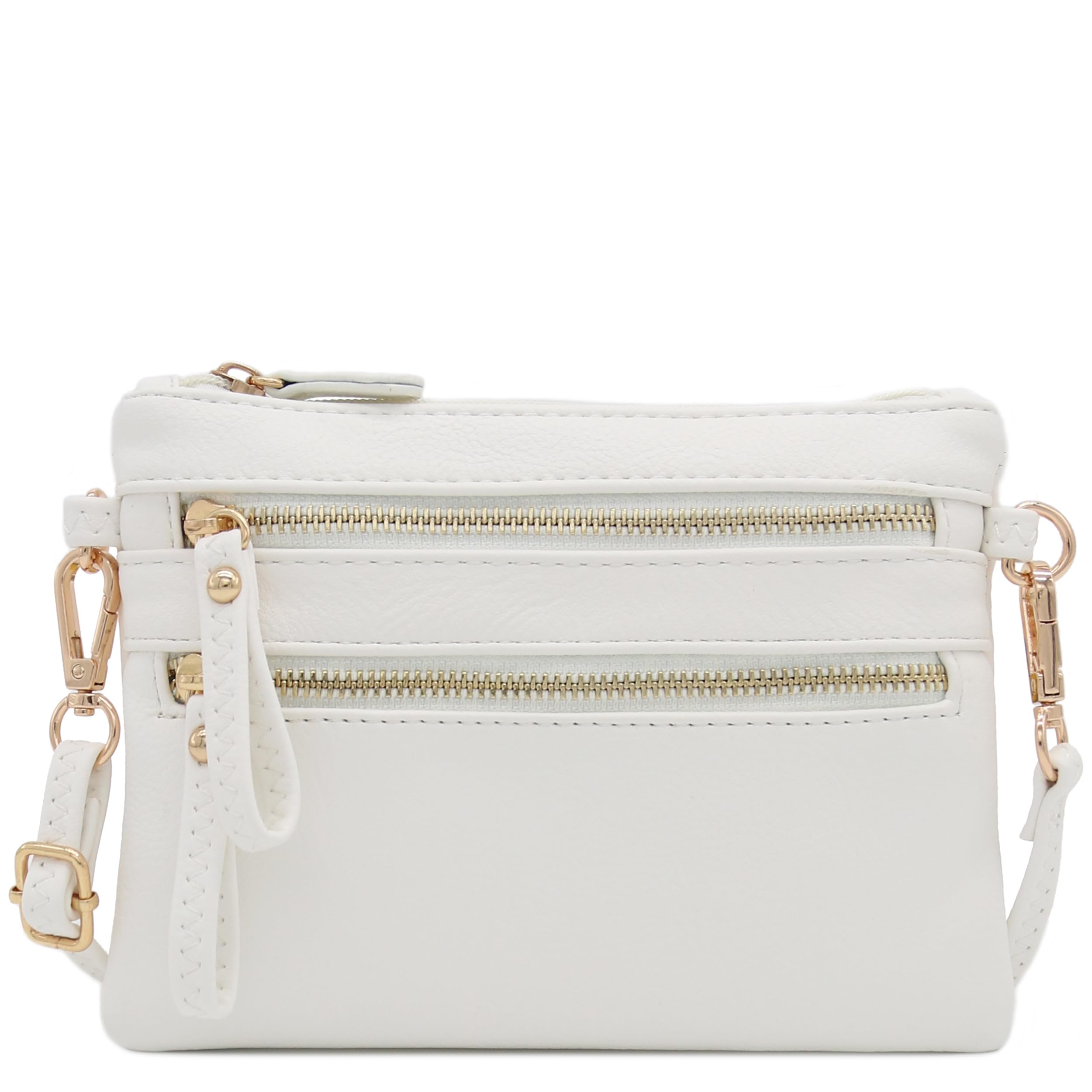 Multi Zipper Pocket Small Wristlet Crossbody Bag