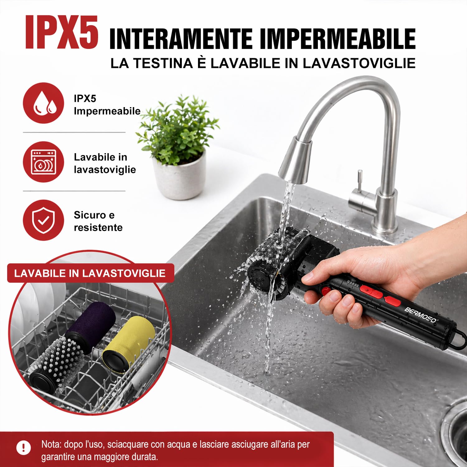 Spazzola elettrica per barbecue, pulitore ricaricabile USB 3 velocità, 3 testine, autonomia 150 minuti, impermeabile, resistente al calore, spazzola rotante senza fili