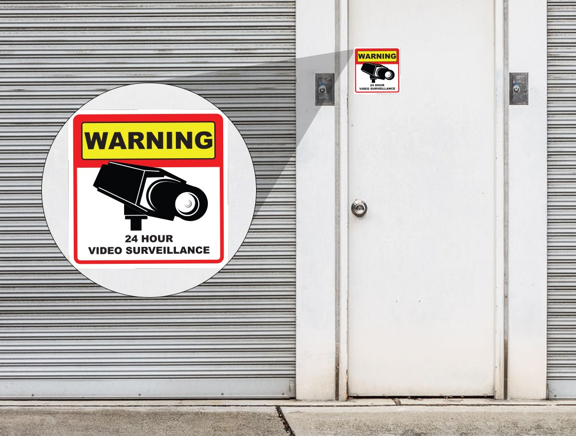 Security Warning Sticker – “Video Monitored & Alarm Secured” 90mm X 90mm Self-Adhesive