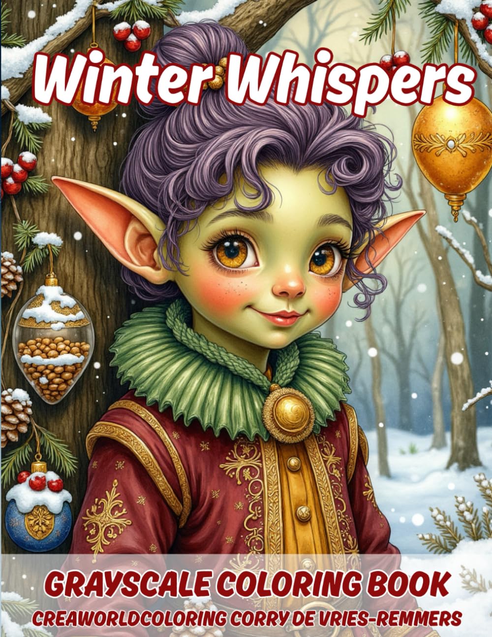 Winter Whispers: Grayscale coloring book for adults