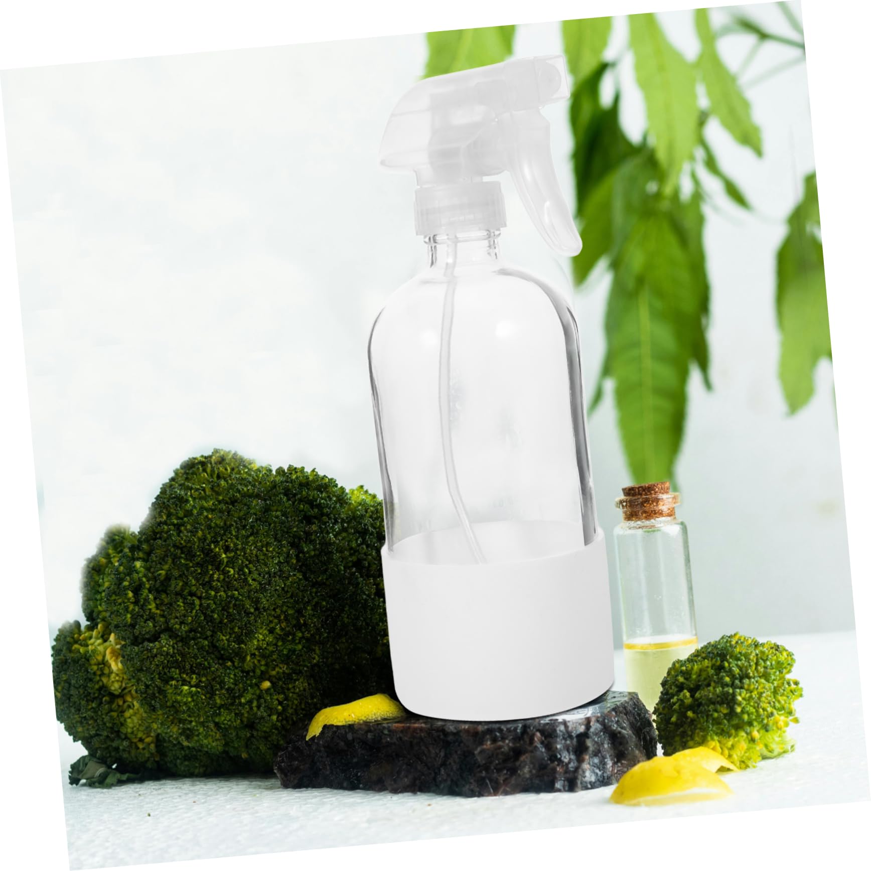PRETYZOOM 2 Botellas Pulverizadoras de Vidrio Reutilizables, 500ml, con Funda de Silicona, Neblina para Limpieza y Riego