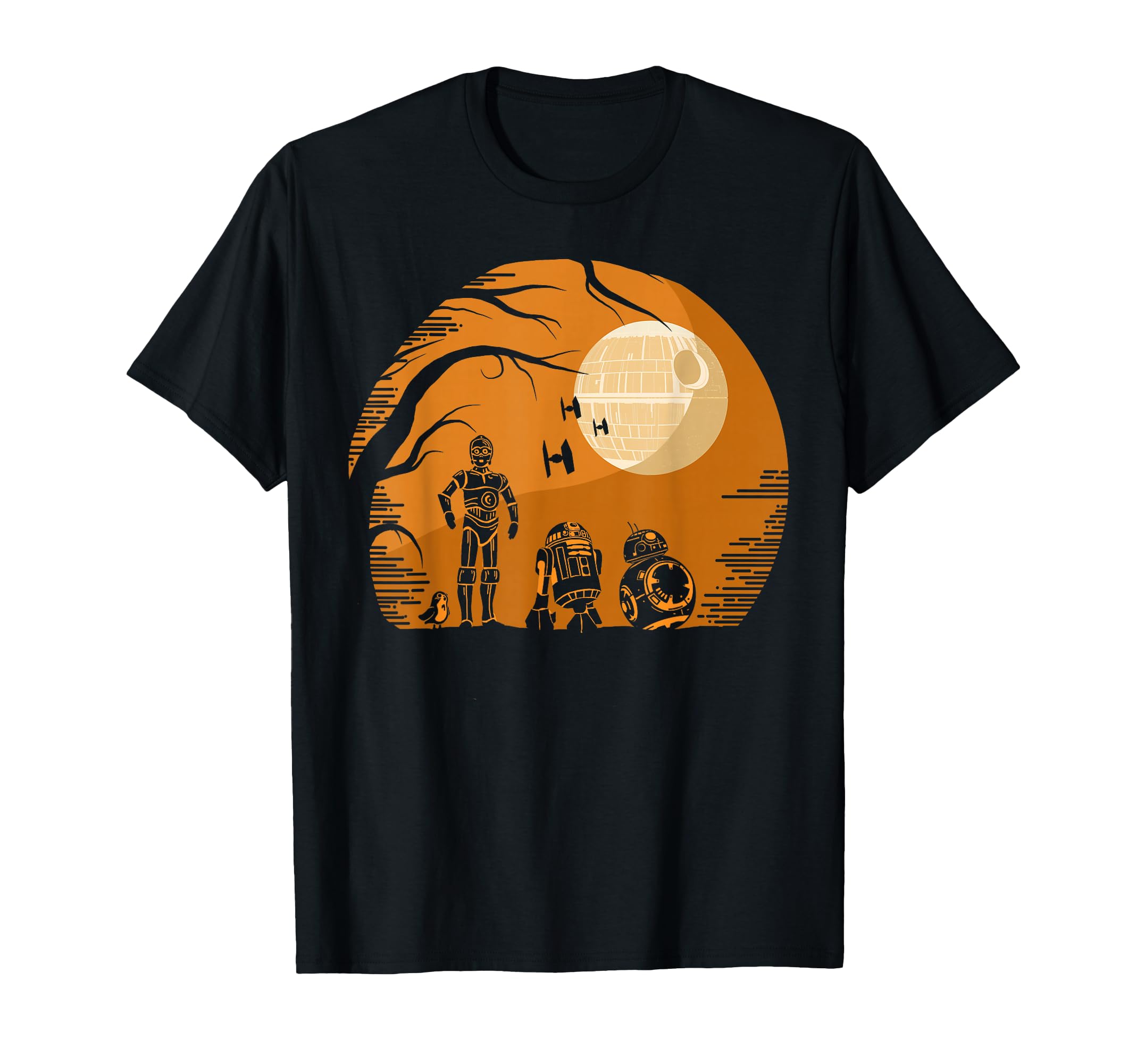 Droids Halloween Orange Hue Death Star Portrait T-Shirt