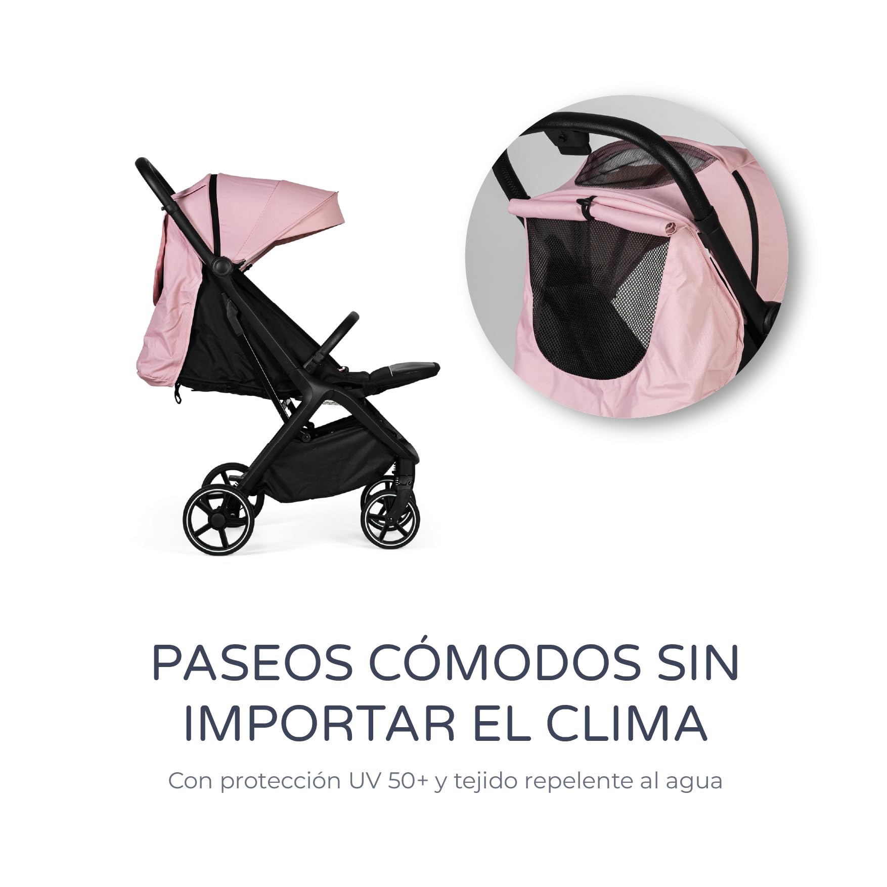 MS BabyWorld – iWalk Autofolding – Silla de paseo ligera 0-48 meses (22 kg) | Plegado automático | Amortiguadores | Capota XXL | Ruedas grandes | Reclinación total