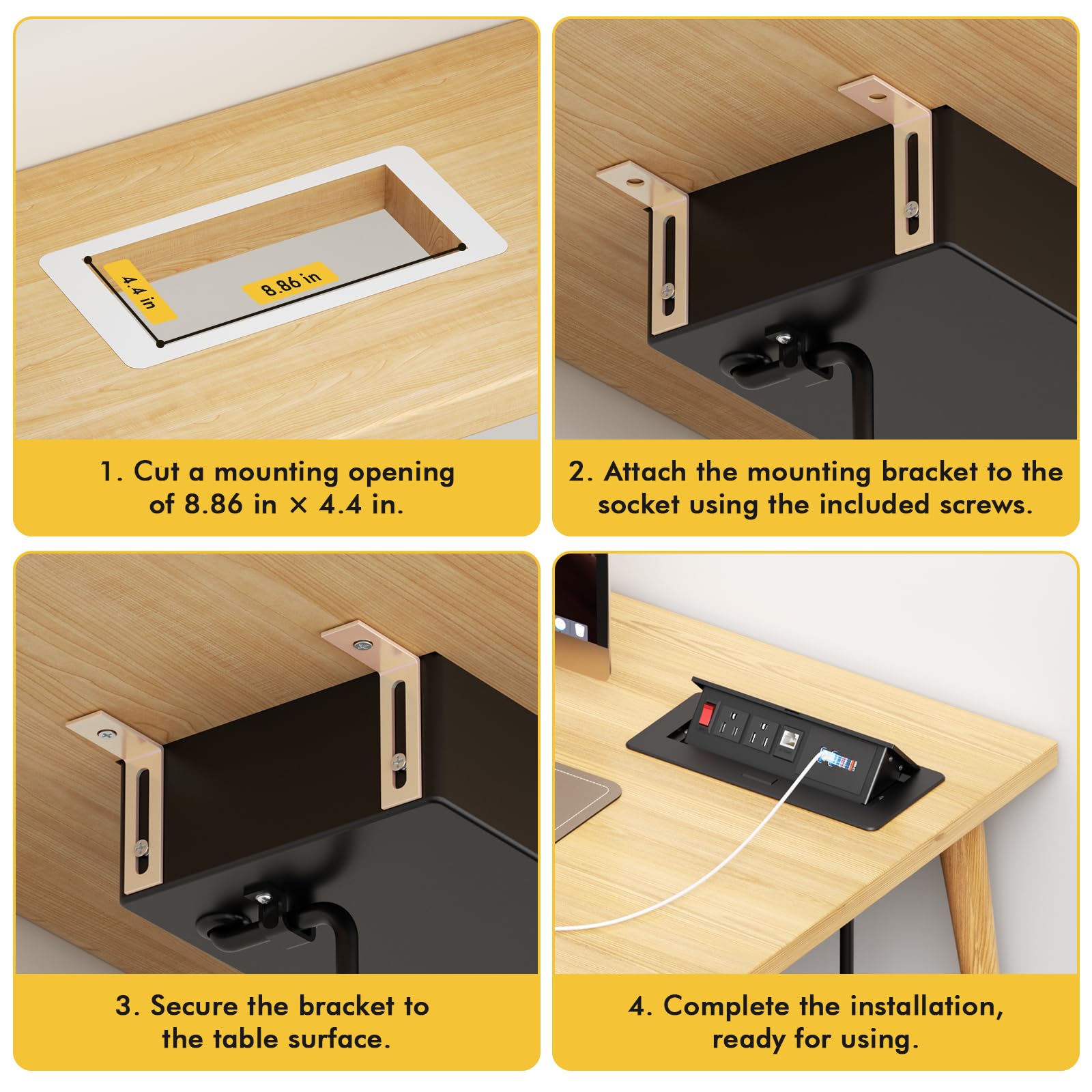 Kungfuking Conference Table Power Outlets with 2 USB C PD 30W, CAT6 Port — Amazon image 6