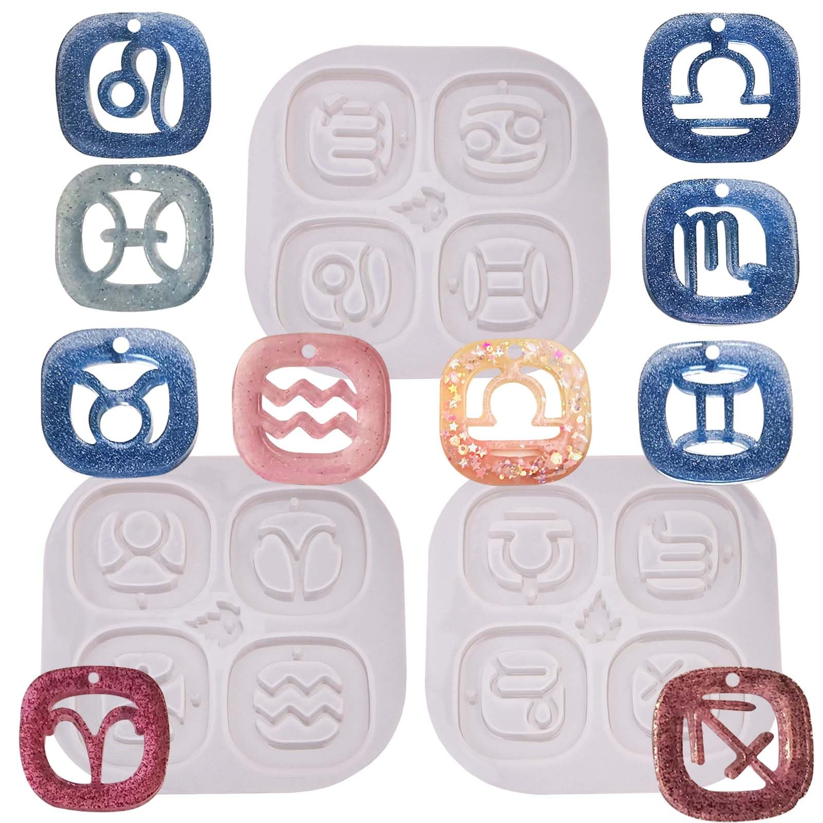 Zodiac Charms Keychain Resin Molds 3 Packs Resin Epoxy Silicone Constellation Sign Pendant Silicone Molds for DIY Zodiac Epoxy Astrology Horoscope Jewelry Necklace Crafts