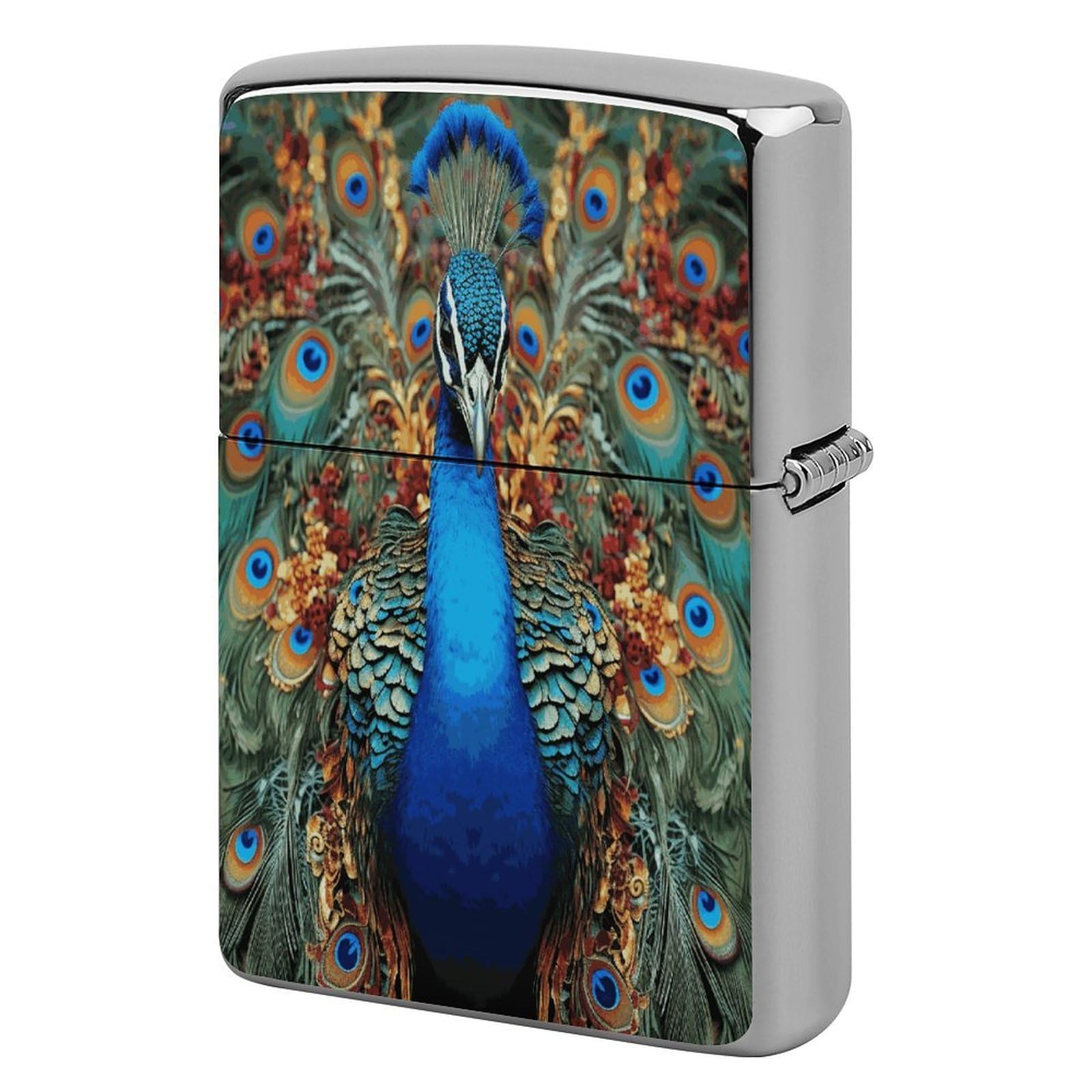 Fodpand Style Elegant Peacock Metal Lighter Case Cover Lighter Sleeve
