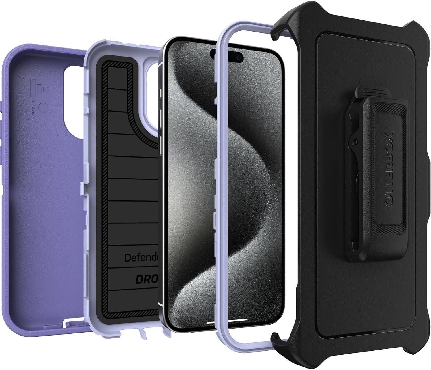 Otterbox iPhone 15 Pro MAX (Only) Defender Series Pro Case - Mountain Majesty (Purple), Screenless, Rugged & Durable, with Port Protection, Includes Holster Clip Kickstand