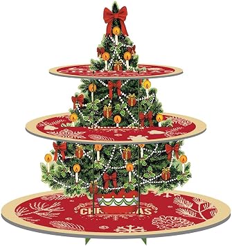 Christmas Cupcake Stand, 3 Tier Cardboard Cake Stand