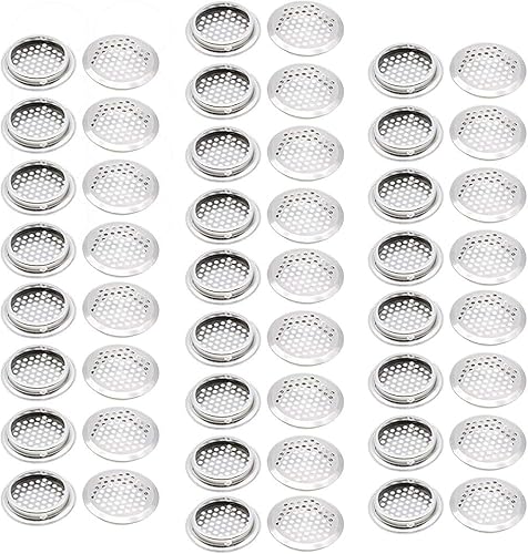 50 rejillas de ventilación circulares de 2.087 in de acero inoxidable de ventilación redonda de malla de ventilación para cocina, baño, armario