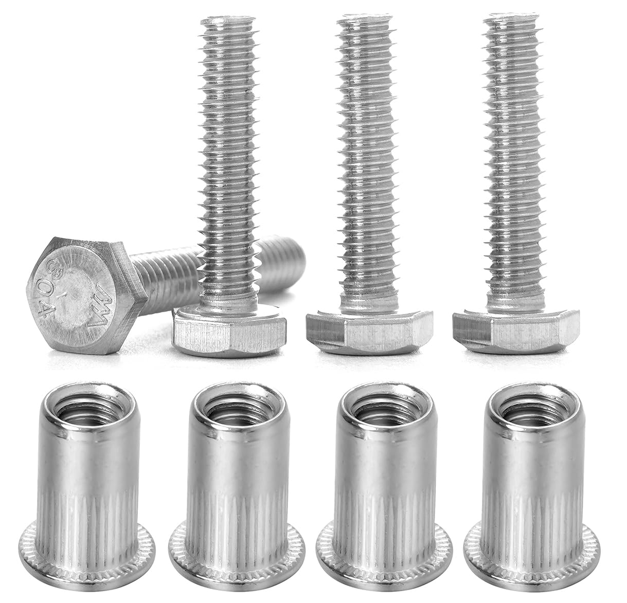 Stainless Steel 1/420 Rivet Nuts and Bolts Rivnuts Hex Head Screw Bolt