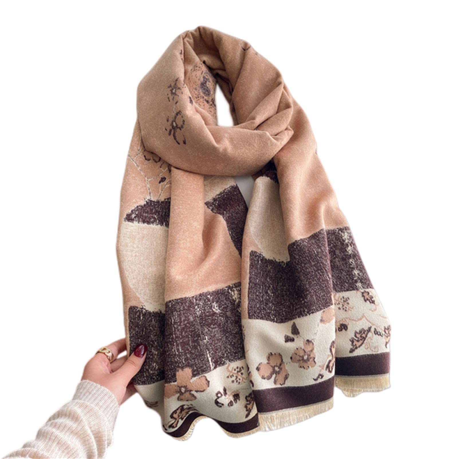 URYYRIT Foulard Écharpe Cachemire Chaude Dames Imprimer Un Châle De Couverture Hivernale Épaisse Et Envelopper Pashmina 180 * 65 Cm Femmes-Wyt58-1