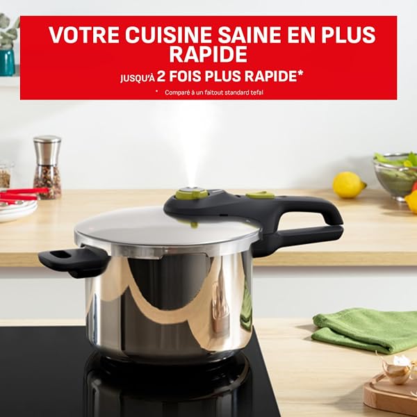 TEFAL Cocotte-minute® inox 6 L (4-6 pers), Couvercle cuisson pression, Cuisson rapide, 2 programmes, Système sécurité 5 points, Autocuiseur induction,Compatible lave-vaisselle SECURE 5 NEO P2530738 - 3