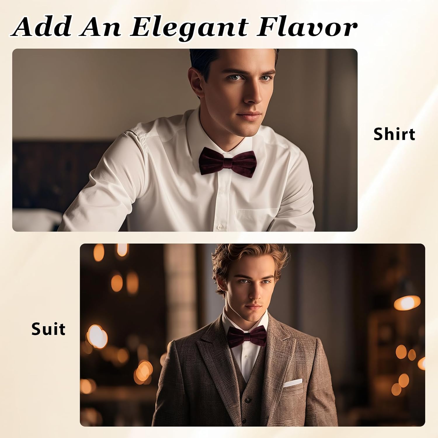 Velvet Bow Ties for Men, Pre-tied Bowties Men Solid Color Formal Mens Bow Tie for Wedding Banquet Party Business Suit - Image 6