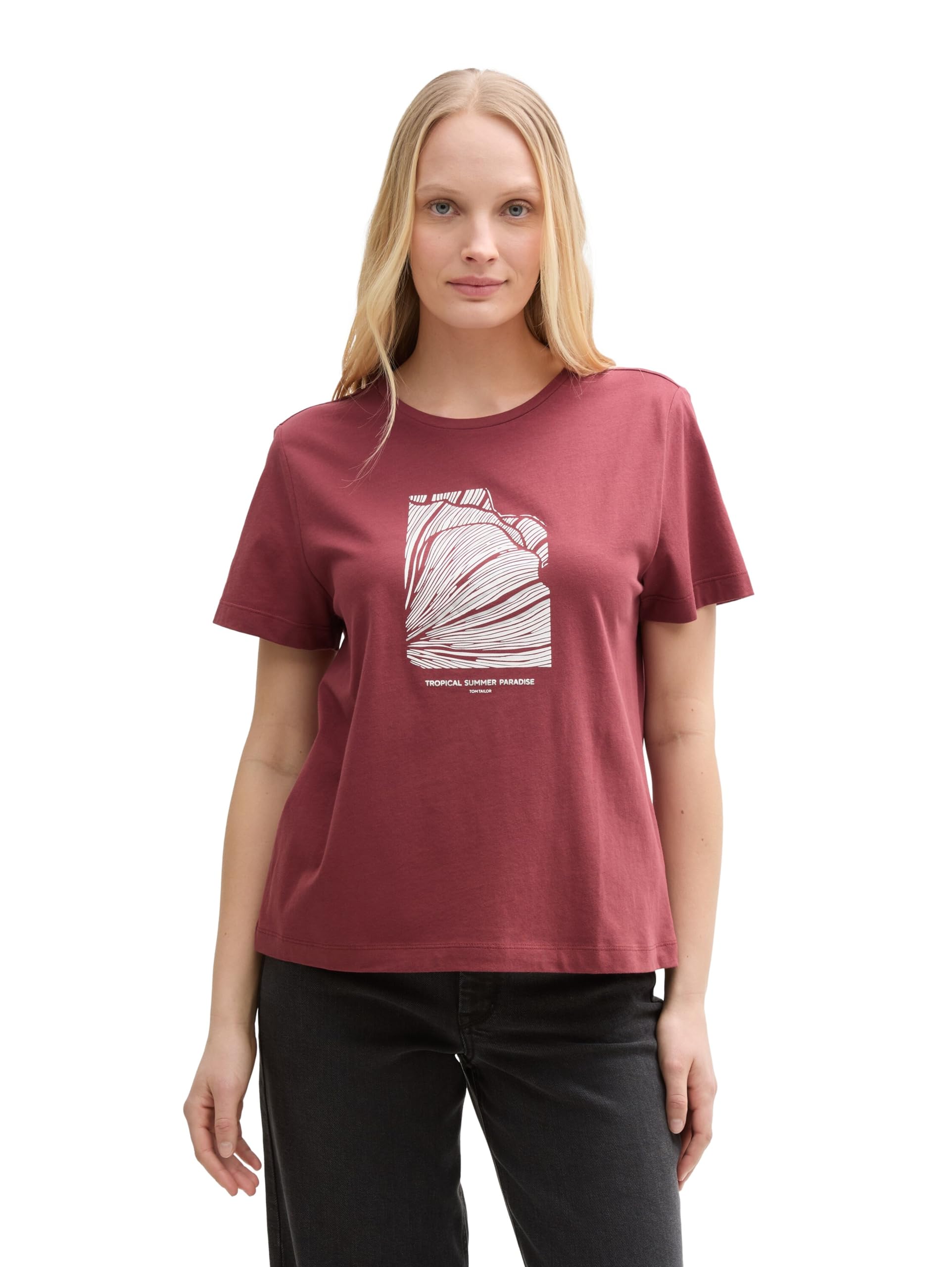 TOM TAILOR Damen Basic T-Shirt mit Print