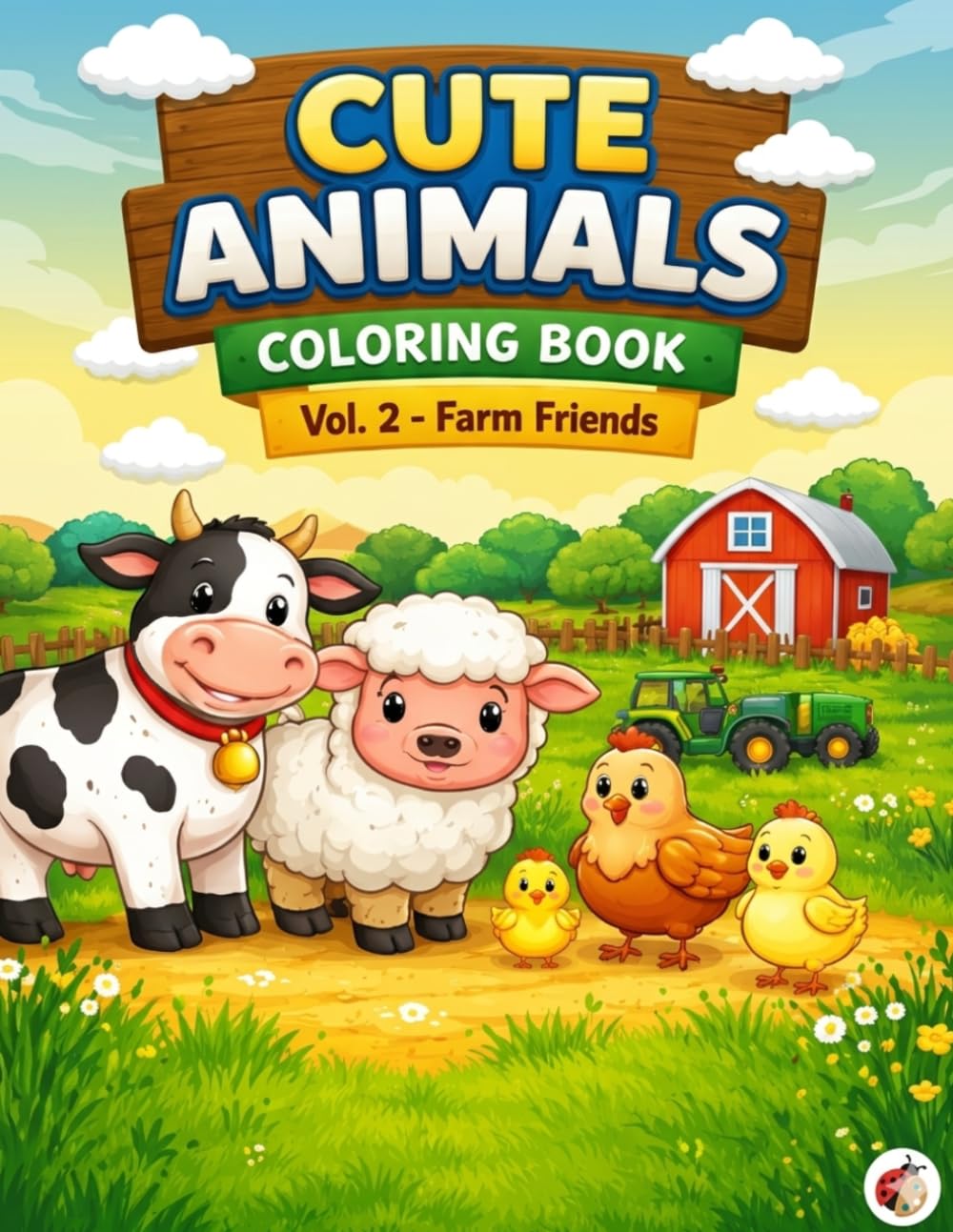 Cute Animals Coloring Book: Vol. 2 – Farm Friends | Easy and Fun Coloring Book for Kids Ages 3–8