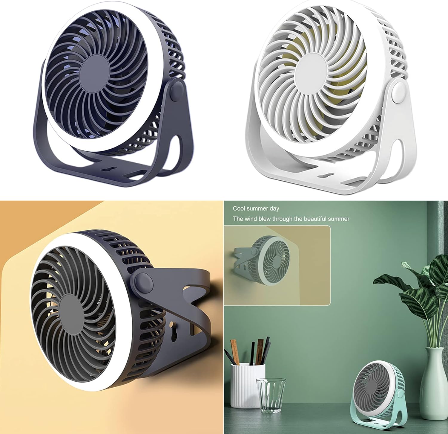 USB Rechargeable 3 Speed Desk Camping Fan With LED 2000mAh Powerbank Personal Fan For Outdoors Home Office Three-speed Fan