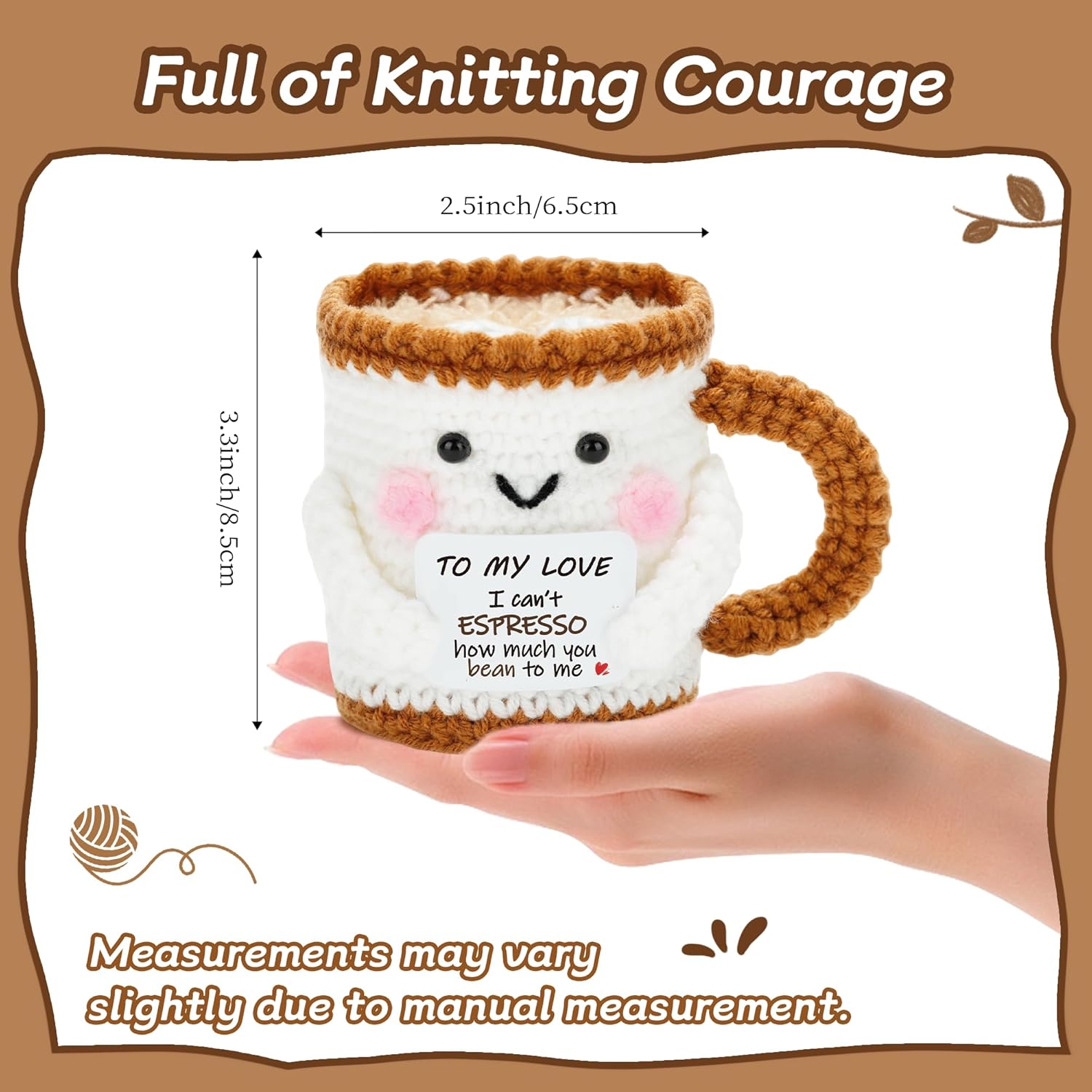 Positive Crochet Coffee Mug - Inspirational Gifts for Coffee Lovers - Motivational Office Desk Decor for Coworkers, Employee Appreciation - Thinking of You Gifts for Friends (LOVE) - Image 7