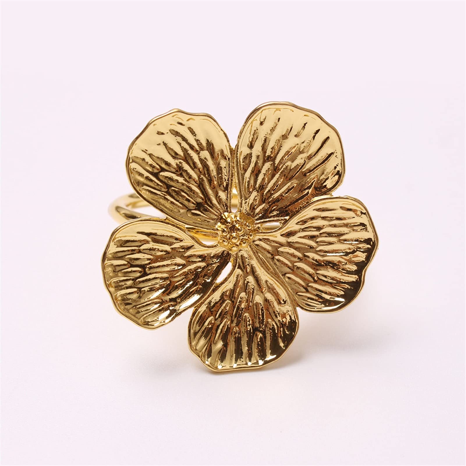servilletero 10pcs / lot de boda Simple Plum NAPKIN 5 PÉTALES PETALES LUCKY FLOWER SERVKIN RING (Color : Gold)
