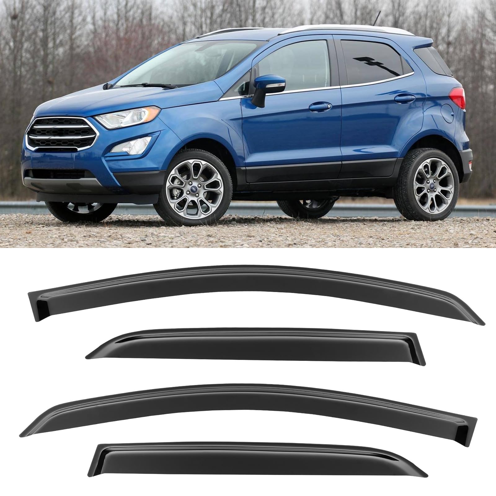 Cxdar Rain Guards Shield for Ford EcoSport 2018 2019 2020 2021 2022 2023, Window Vent Visors Shades Wind Deflectors for 18-23 EcoSport