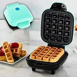 MINI MÁQUINA DE WAFFLE ELÉTRICA 110V – ANTIADERENTE, QUADRADA, 4 PORÇÕES, RÁPIDA E COMPACTA – CAFÉ DA MANHÃ PRÁTICO E FÁCIL DE LIMPAR