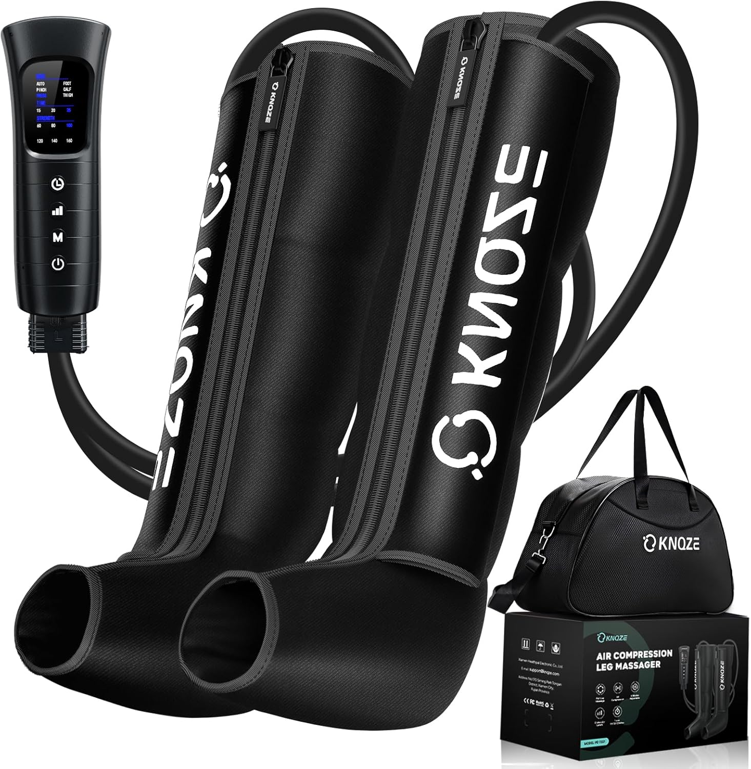 KNQZE Leg Compression Massager for Circulation and Pain Relief, Air Compression Recovery System for Fast Recovery of Leg, Foot, Calf and Thigh, Relieve Edema, Reduce Muscle Fatigue, Gift for Dad, Mom