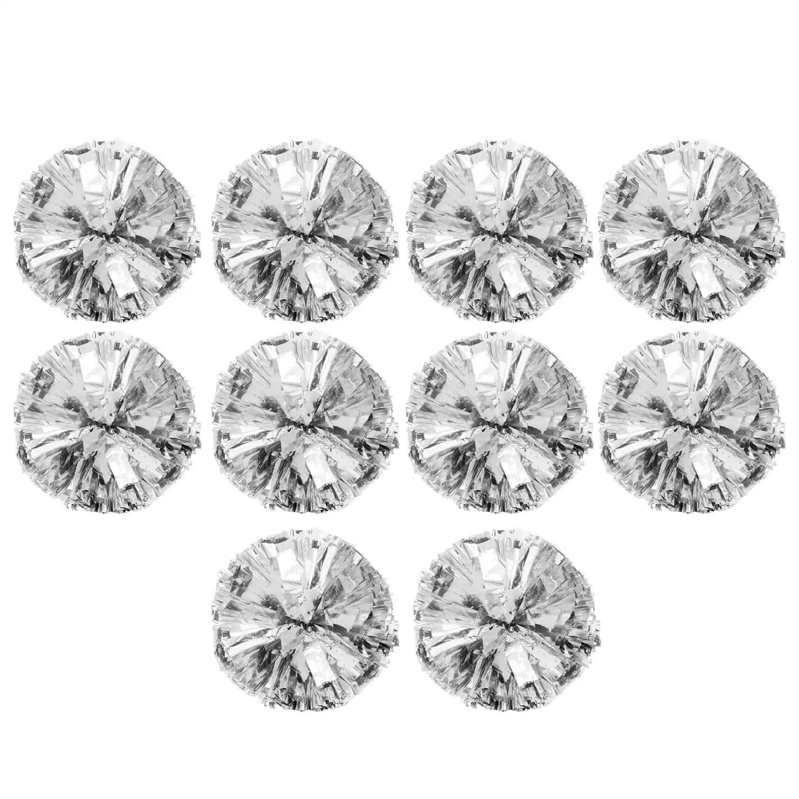 Pompom Metallic Foil Cheerleader Pom Poms 10 PCS for Sports Team Spirit Cheering for Cheerleaders