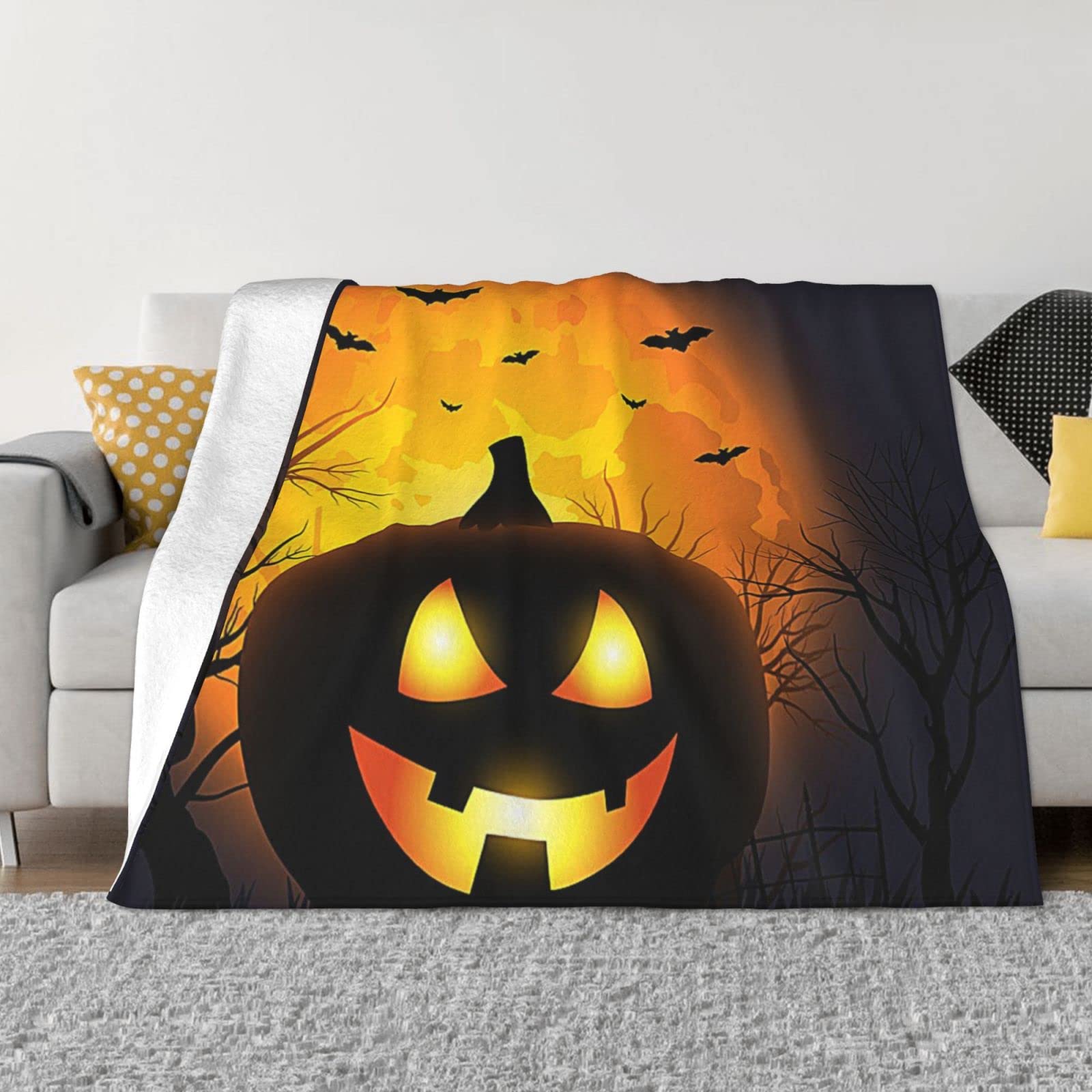 Couverture d'Halloween en flanelle grande taille 203x152 cm pour lit et canapé