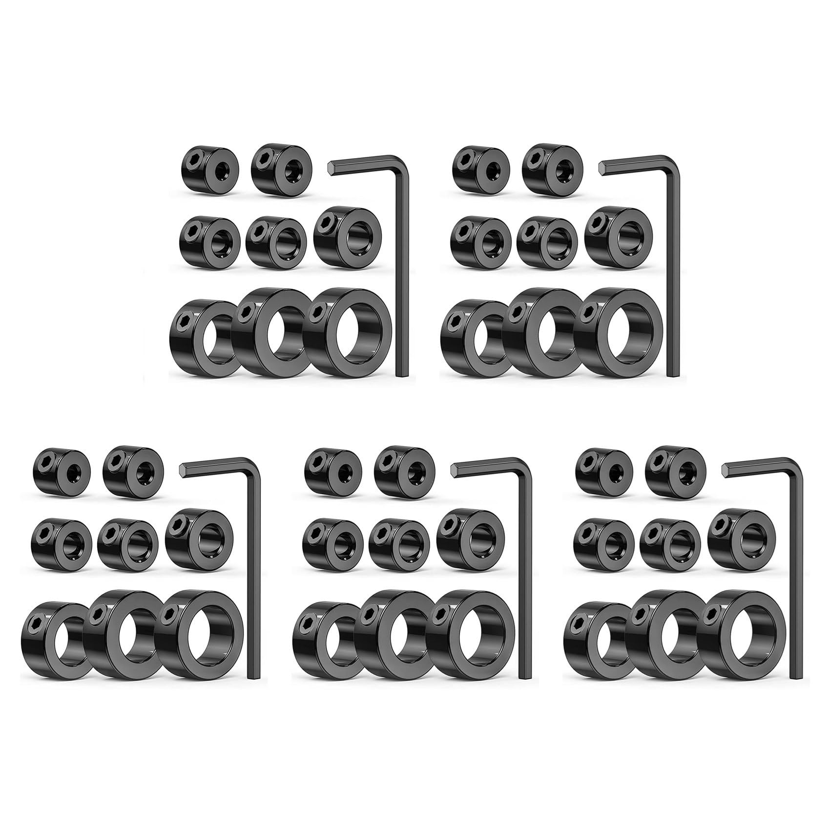 Jnchdghwa Black Drill Stop Bit Collar Set, 45Pcs Adjustable Drill Depth Stop Collar Limit Ring With Carbon Steel Set For Drill Bits