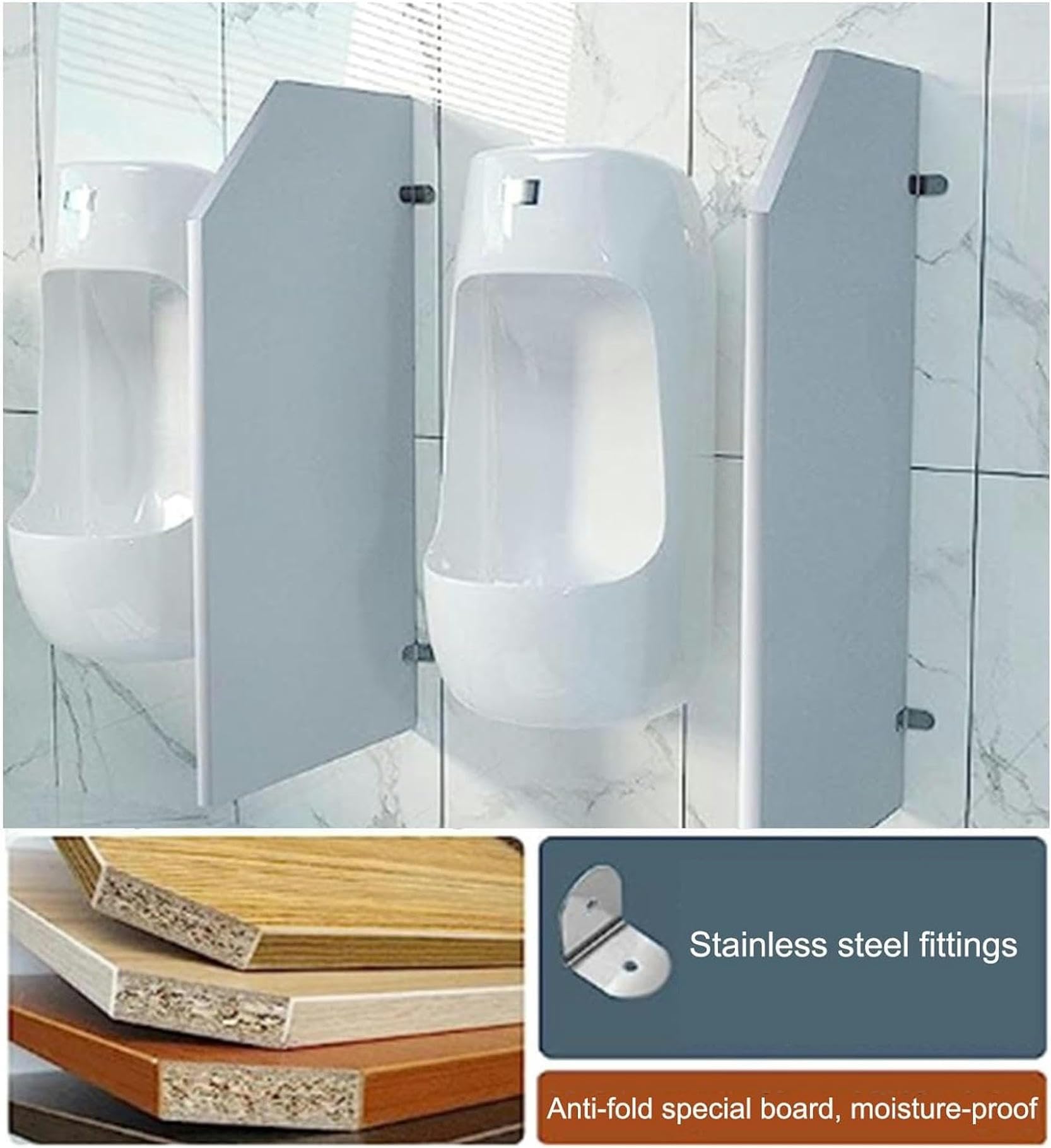 Mampara de privacidad urinaria para hombres, genérica, de montaje en pared, impermeable, para baños públicos.