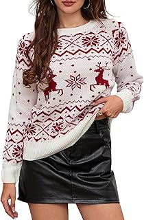 GirarYou Women\'s Cute Christmas Sweater Long Sleeve Crewneck Funny Printed Holiday Pullover Jumpers Tops Knit Sweatshirts