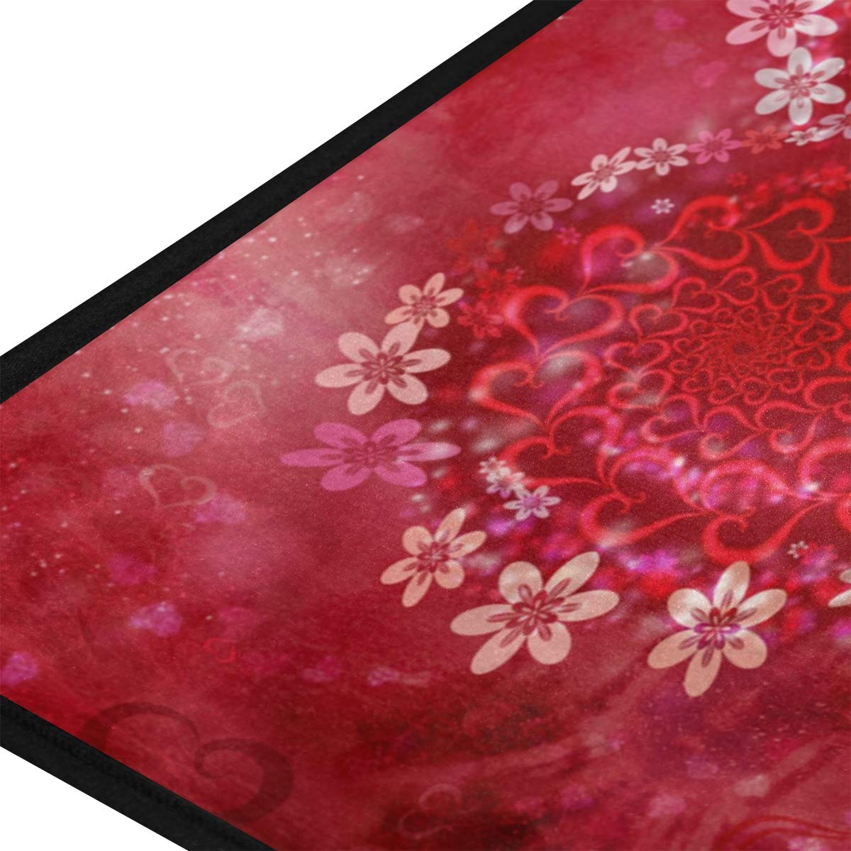 Naanle Mother's Day Anti Fatigue Kitchen Floor Mat, Floral Love Heart Non Slip Absorbent Comfort Standing Mat Kitchen Runner Rug for Hallway Entryway Bathroom Living Room Bedroom 39 x 20 Inches