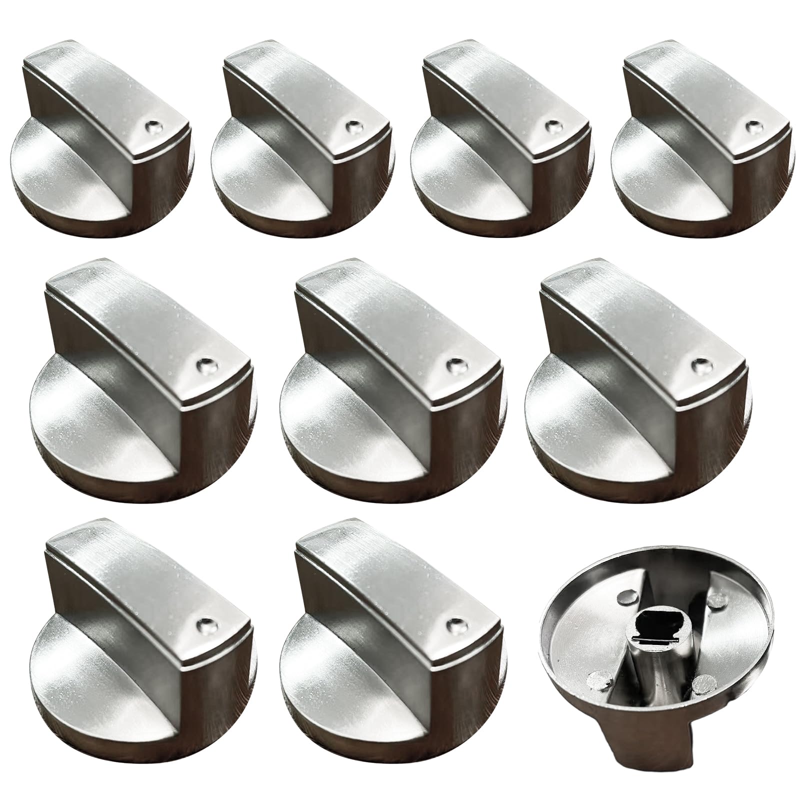 Ymtwsry Silver Universal Cooker Knobs Replacement, 10 Pcs Durable Oven Knobs 6Mm Metal Gas Hob Knob Stove Control Switch For Cooktop Various Ovens