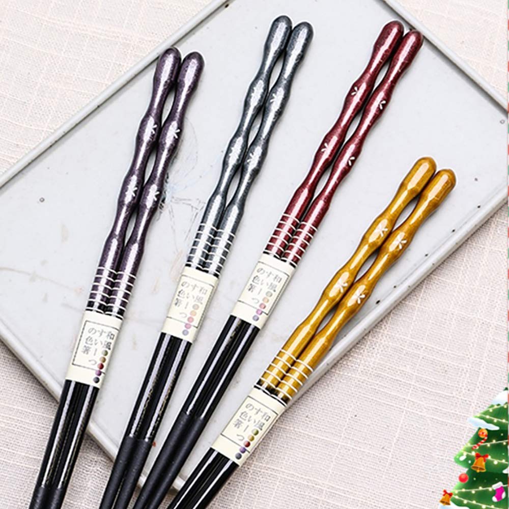 Paar Wiederverwendbare Essstäbchen aus Naturholz, rutschfest, japanisch, chinesische Essstäbchen, spülmaschinenfest, ideal für den Familiengebrauch, A-23 cm (B 23 cm)