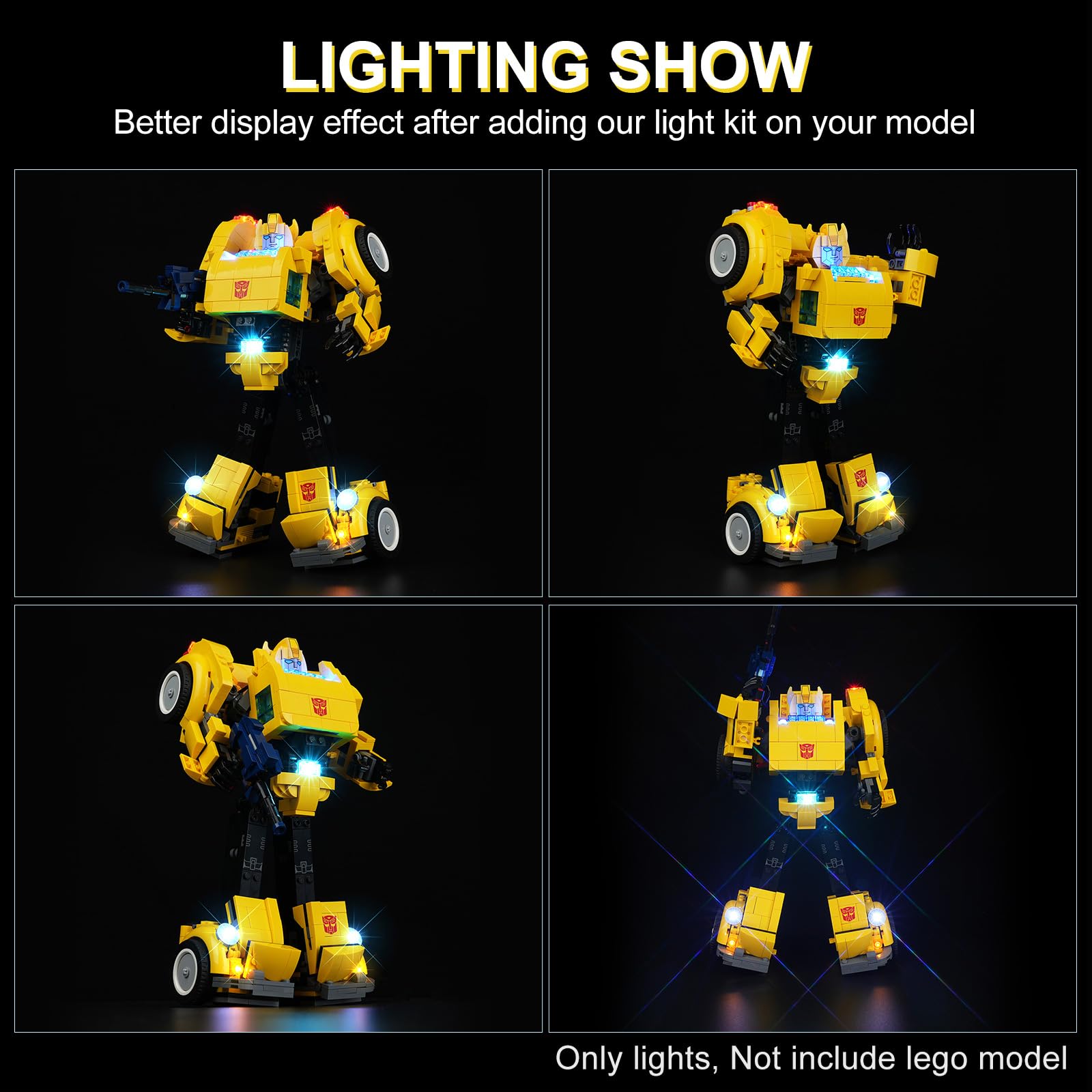 DALDED LED Light Kit for Lego Bumblebee, Compatible with Lego 10338, Lighting Your Toy for Bumblebee,- Without Model (Not Include Lego Set)