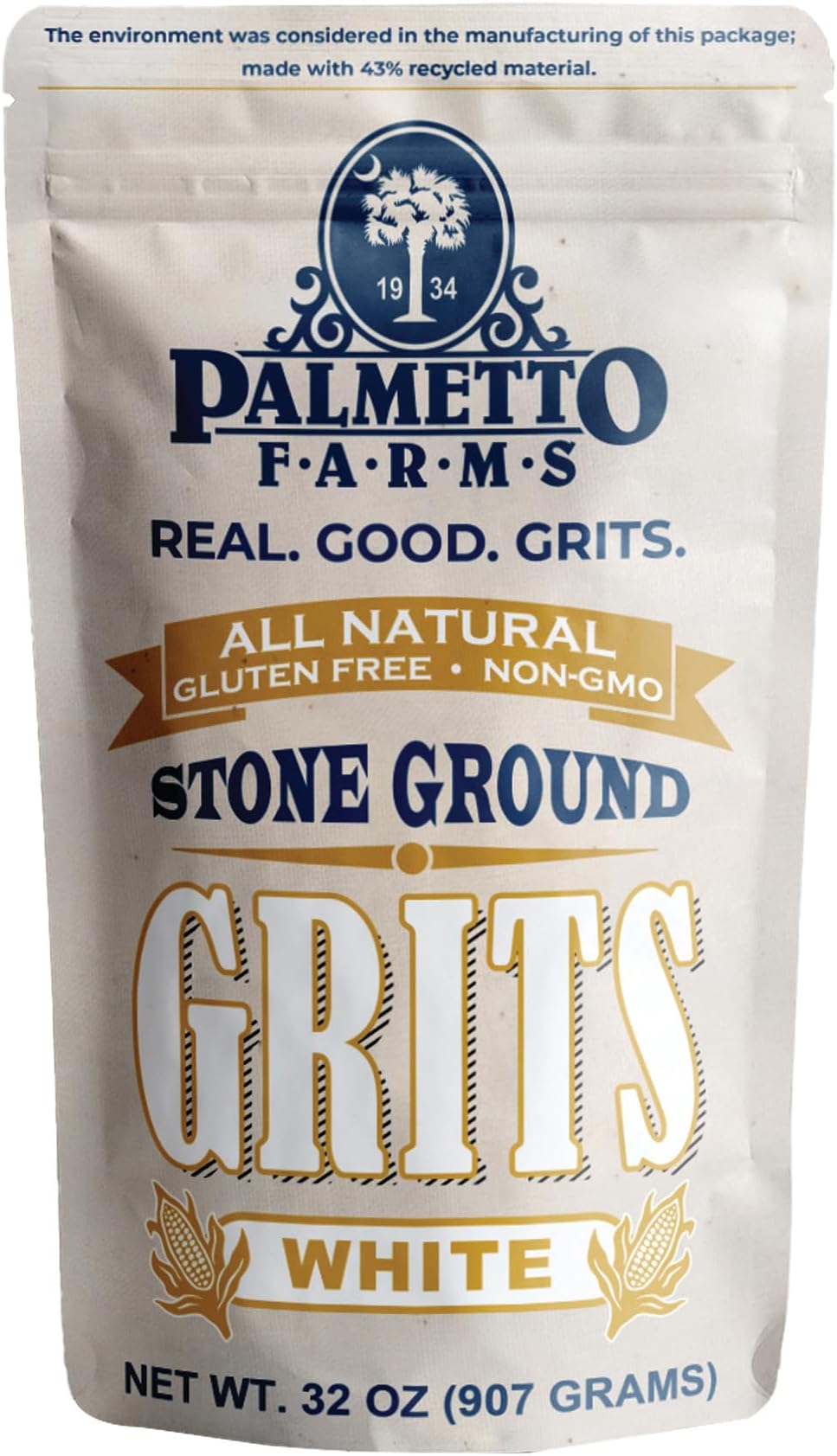 Stone Ground White Grits, 32 OZ
